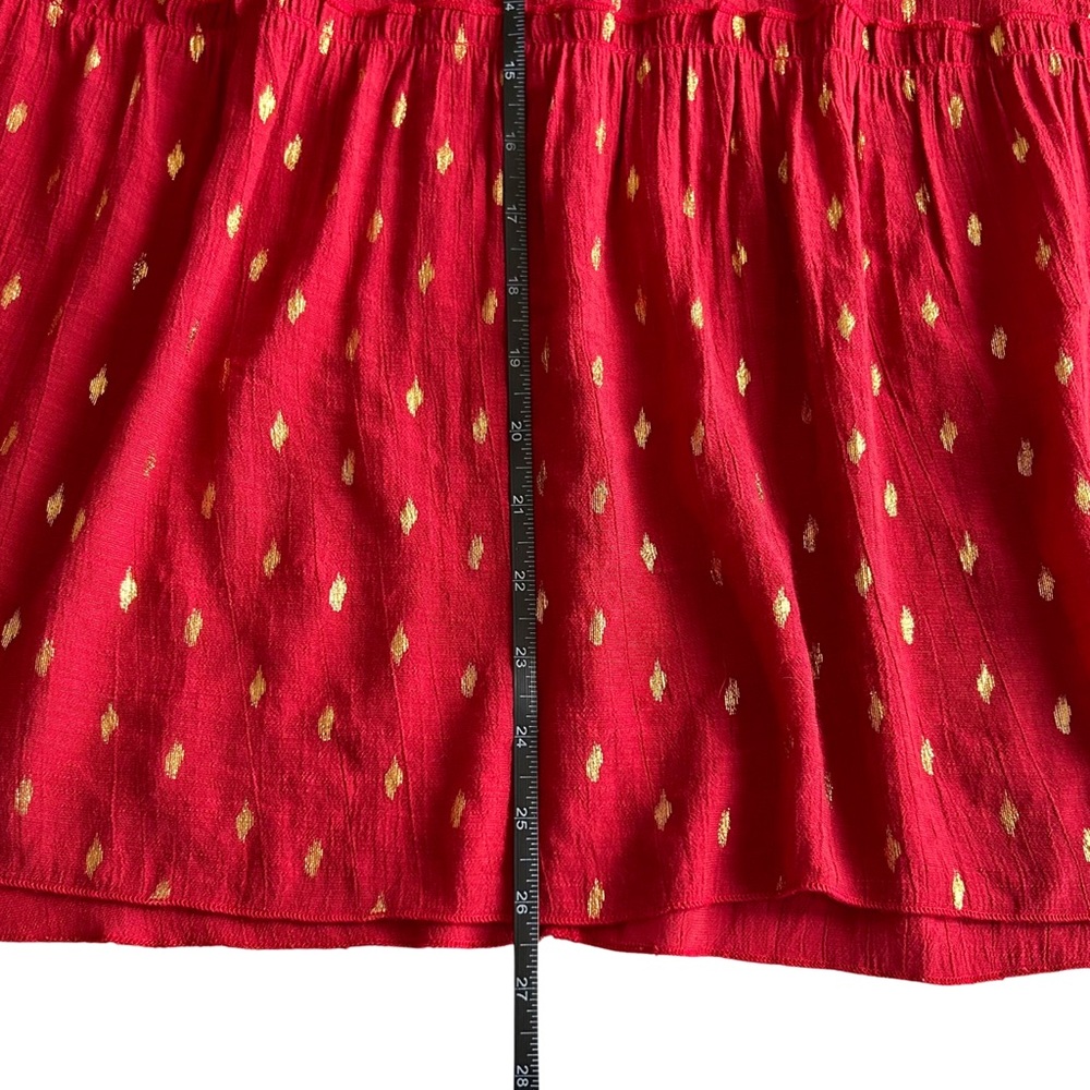 Cato Boho Flowy Peasant Bell Sleeve Blouse - 18/20W - Crimson Red, Gold - Picture 11 of 12